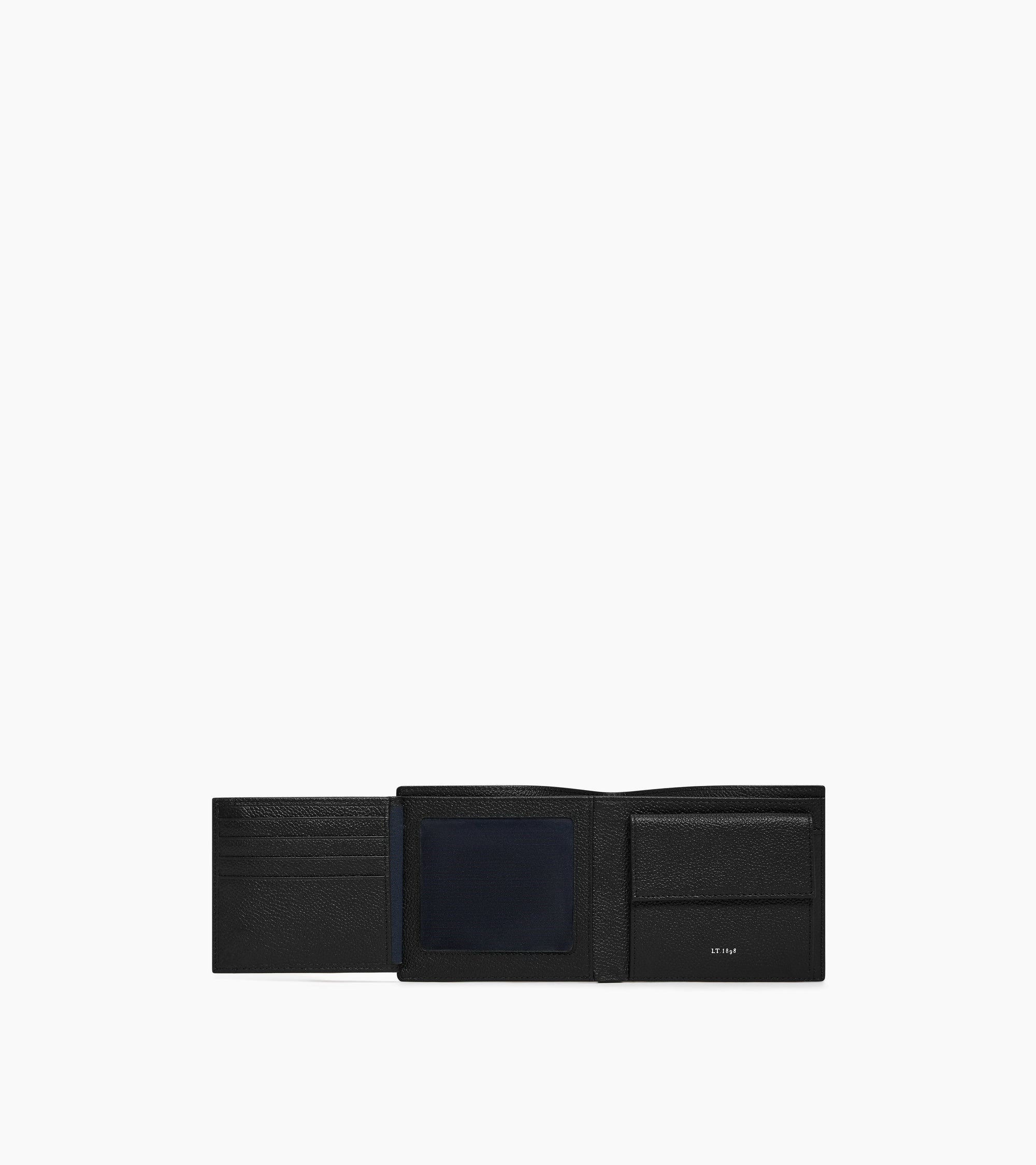 Lucien two-fold wallet with flap in grained leather