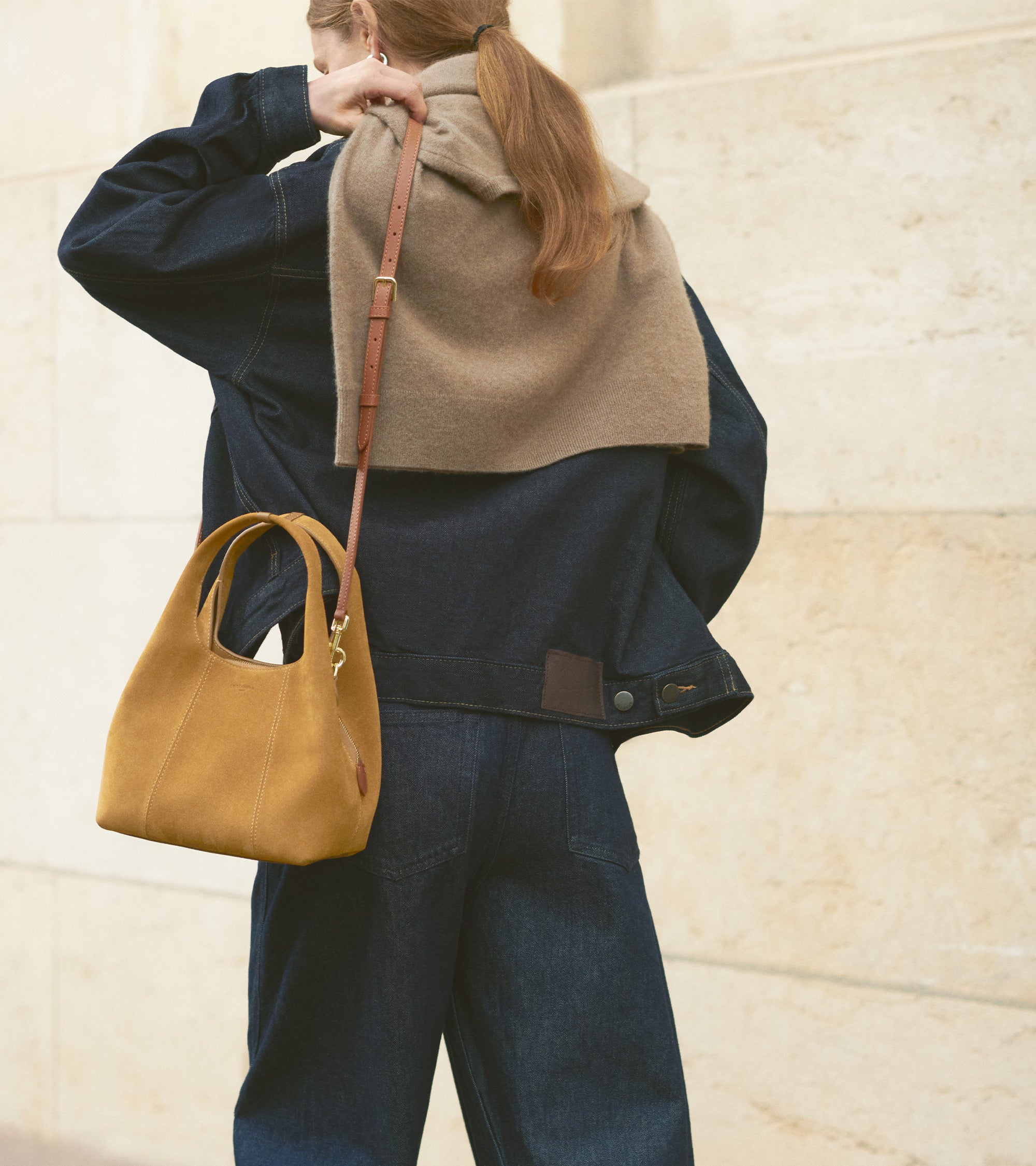 Petit sac à main Juliette en cuir refente de velours