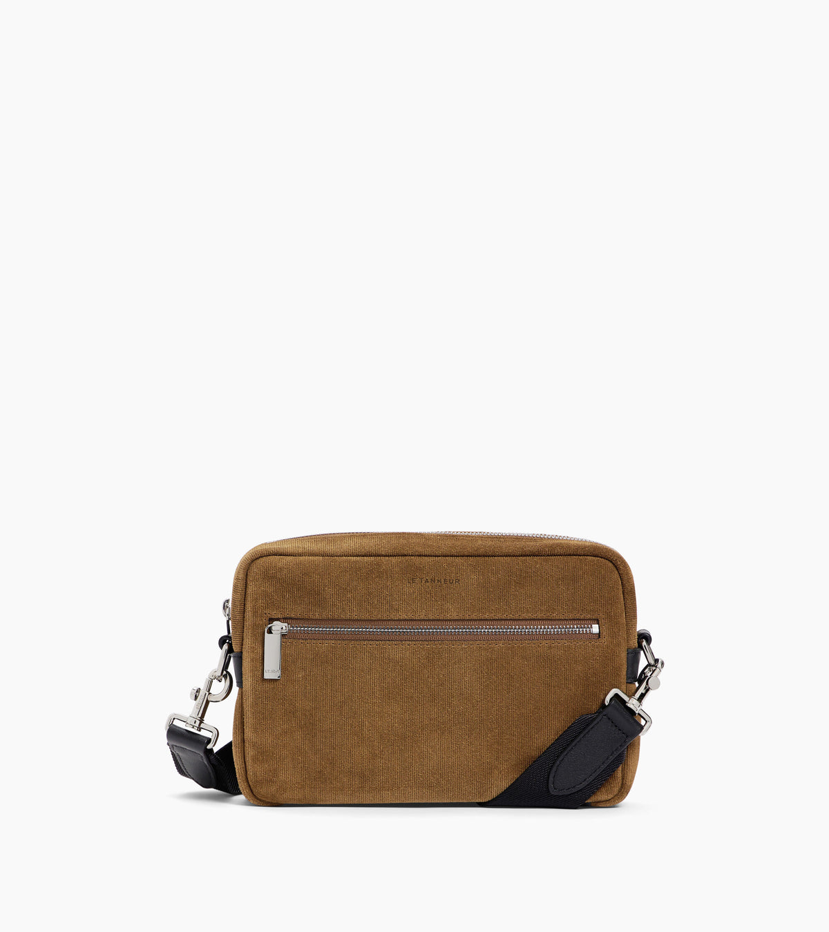 Petit sacoche Emile en cuir refente de velours embossé