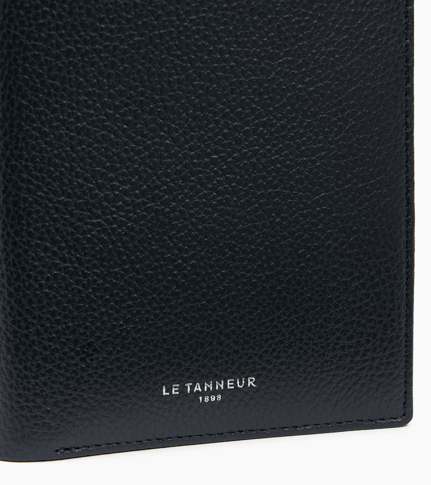 Emile zipped vertical wallet in grained leather