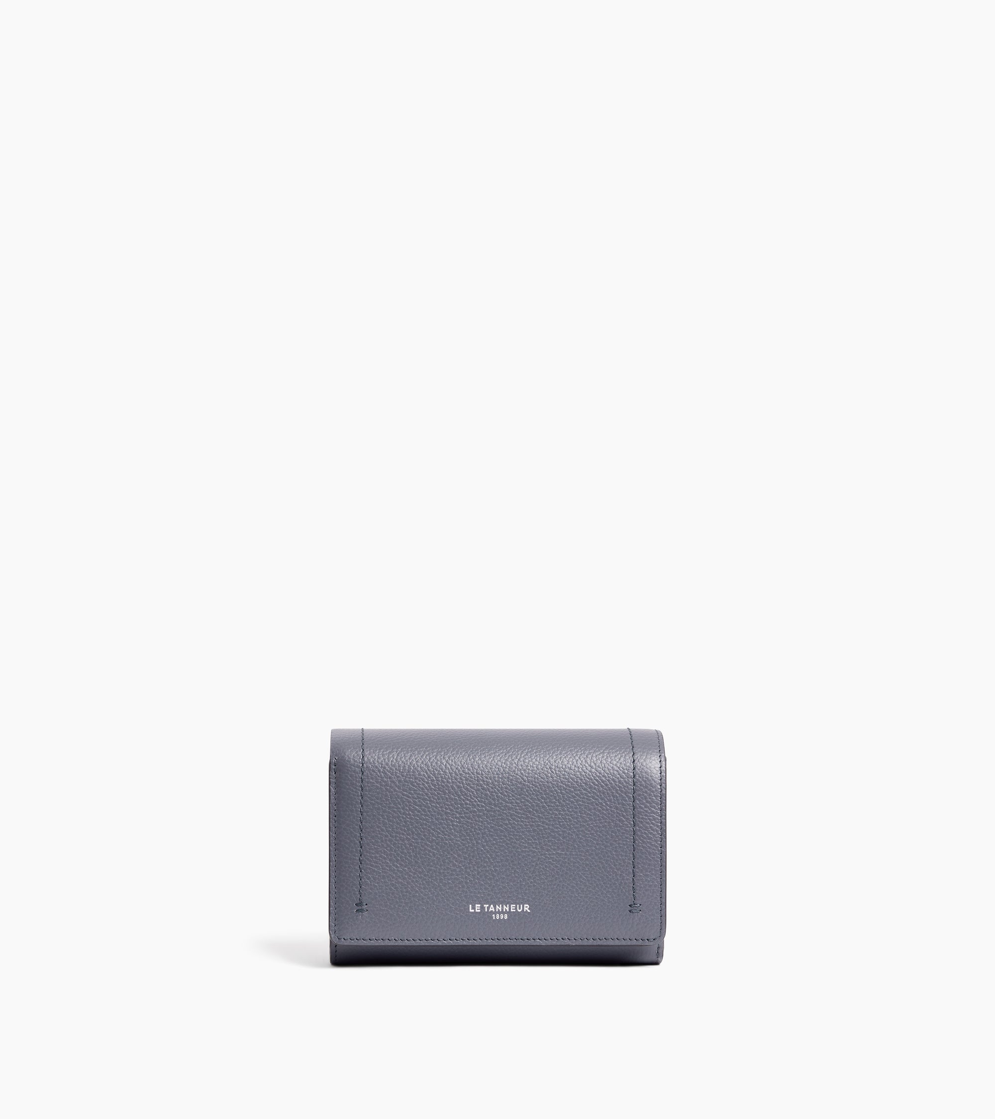Louison medium wallet with flap in grained leather