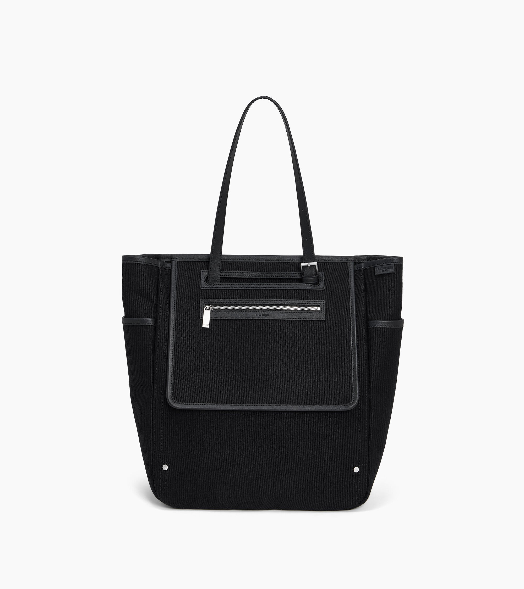 Mittelgroße Cabas-Tasche Solveig aus Baumwoll-Canvas und Glattleder