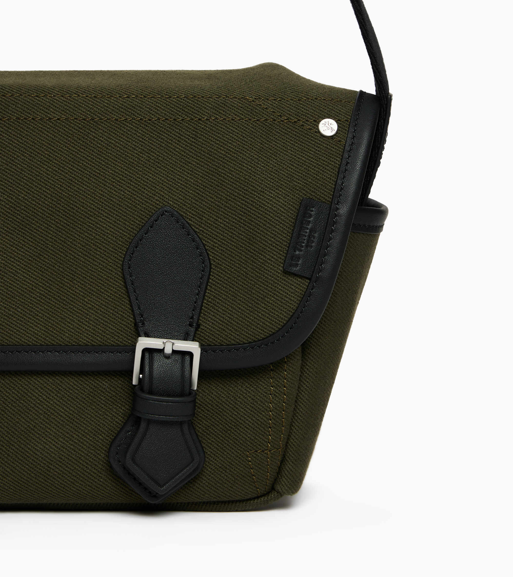 Solveig small shoulder bag in cotton canvas and smooth leather