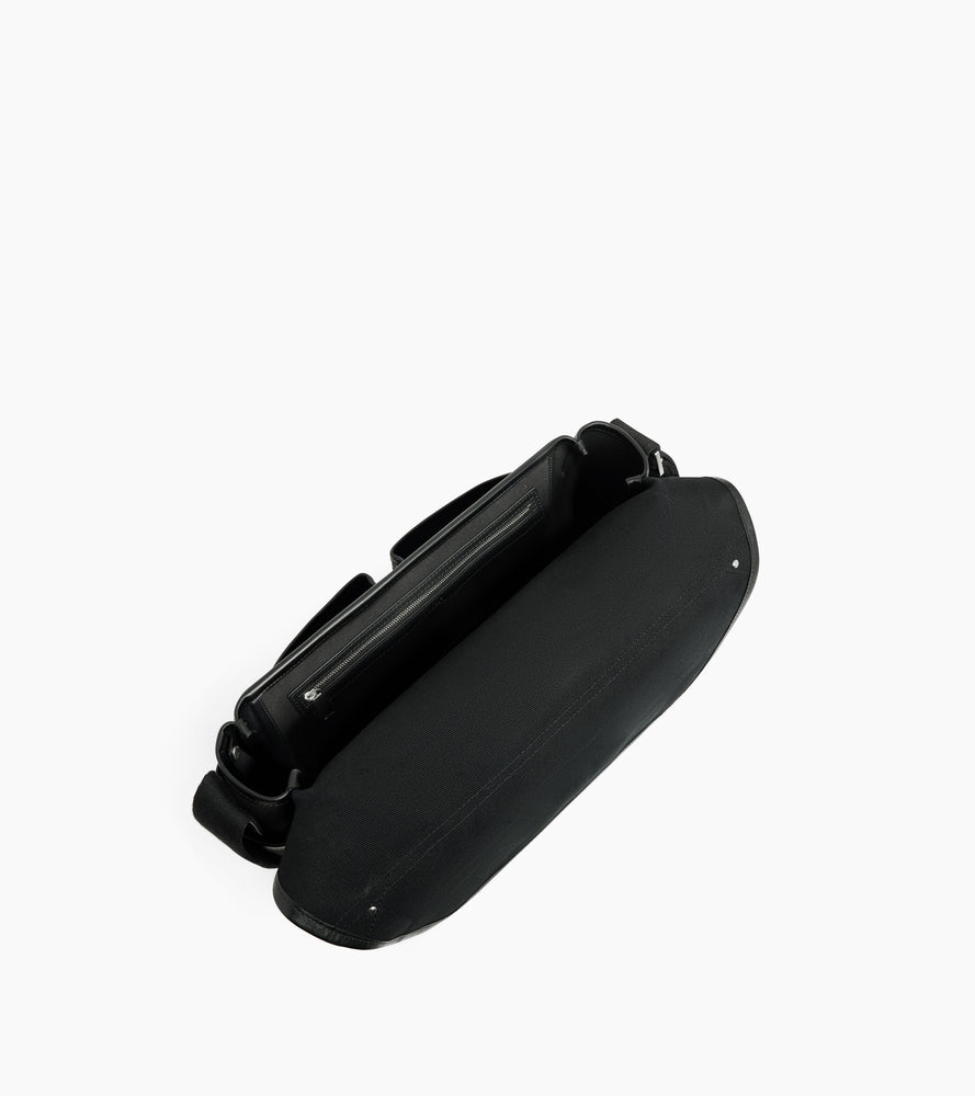 Mittelgroße Umhängetasche Solveig aus Baumwoll-Canvas und Glattleder