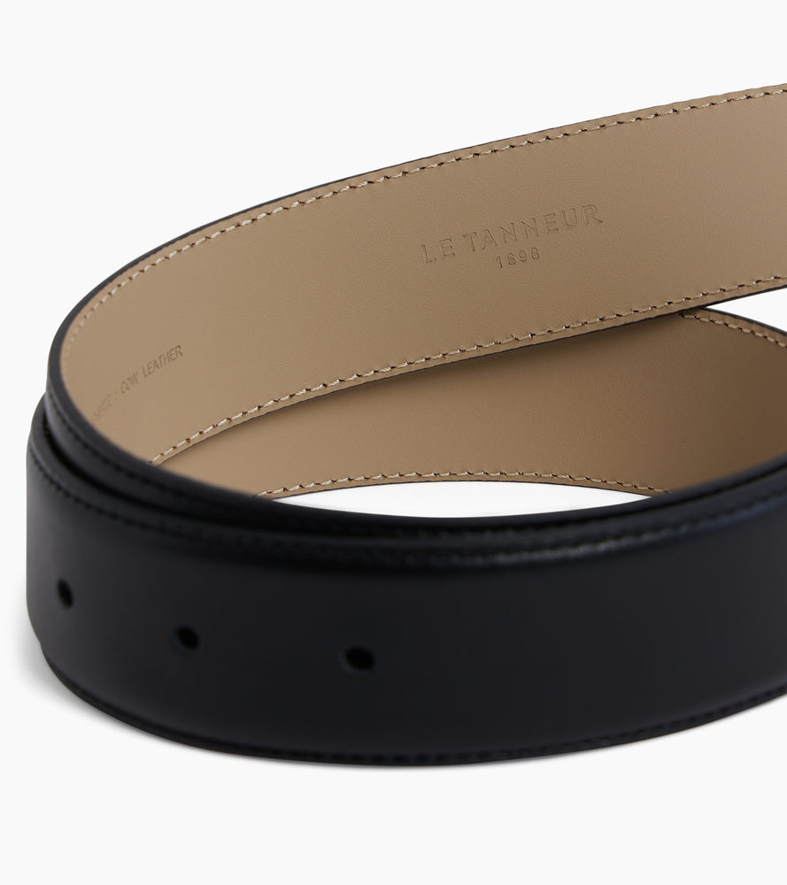 Men's belt with round buckle in smooth leather