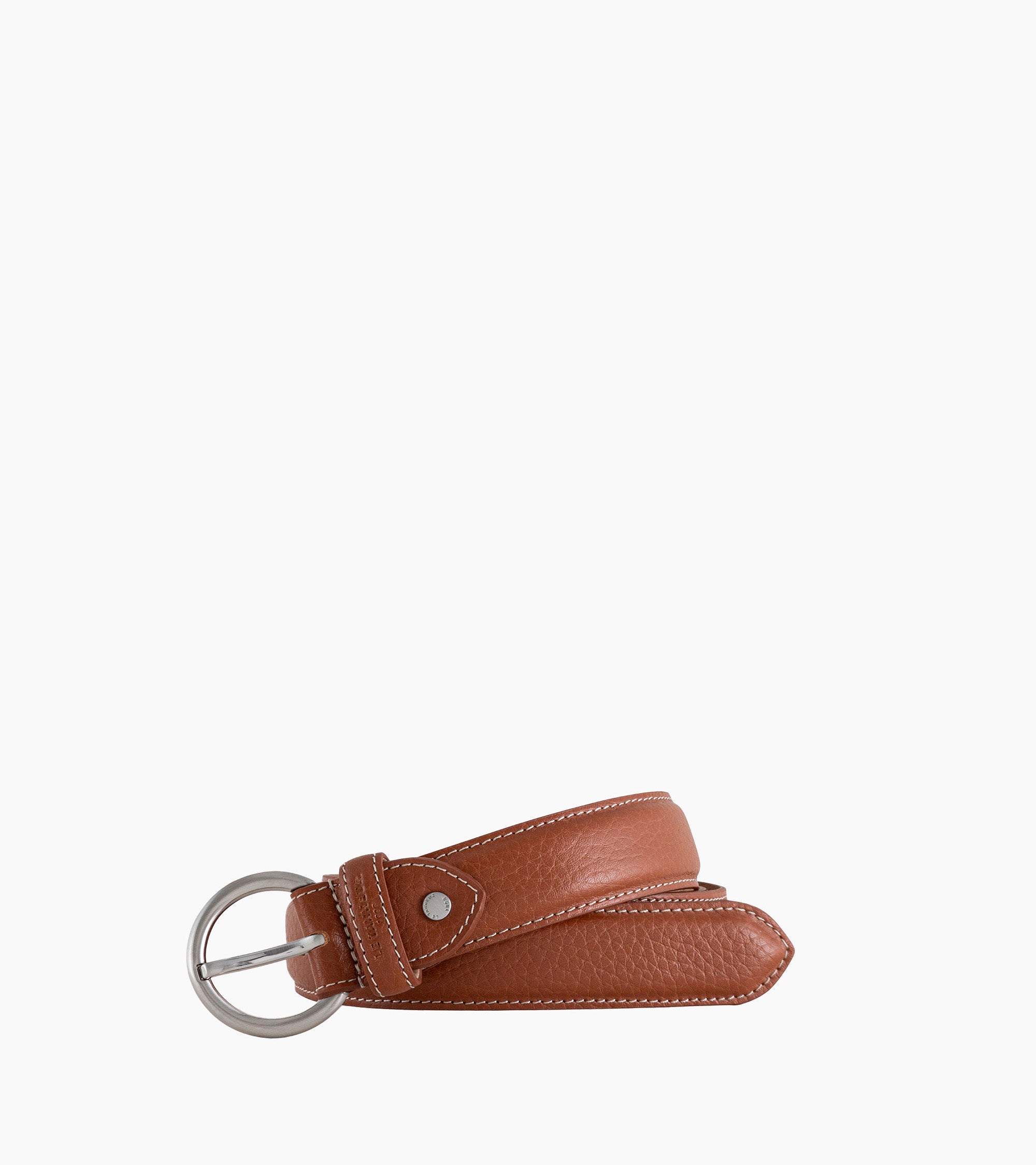 Ceinture femme avec boucle ronde en cuir grainé